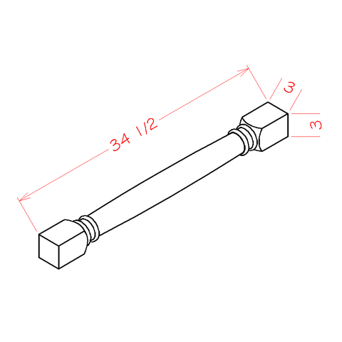 Ridgeline Graphite 3" W x 34 1/2" H Classic Decorative Leg Assembled
