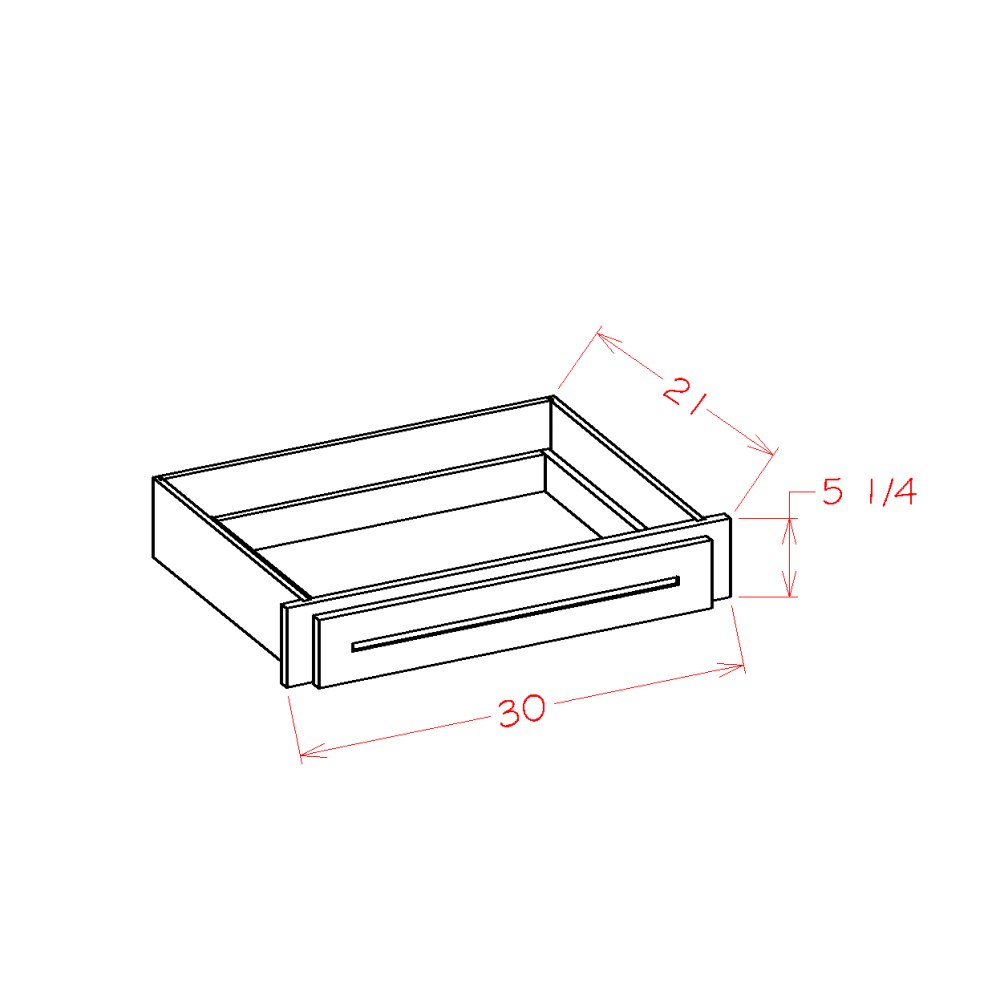 Shaker Unfinished Desk Knee Drawer - 30"W x 5-1/4"H x 21"D (Trimmable to 27"W) Pre-Assembled