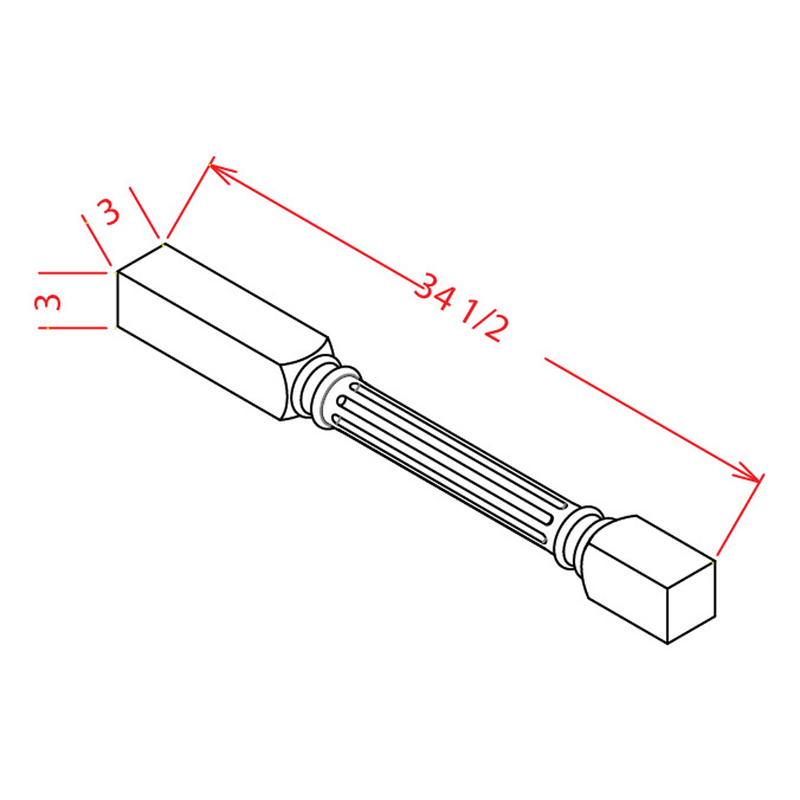 Shaker Cinder 3"W X 34 1/2"H Fluted Decorative Leg Pre-Assembled