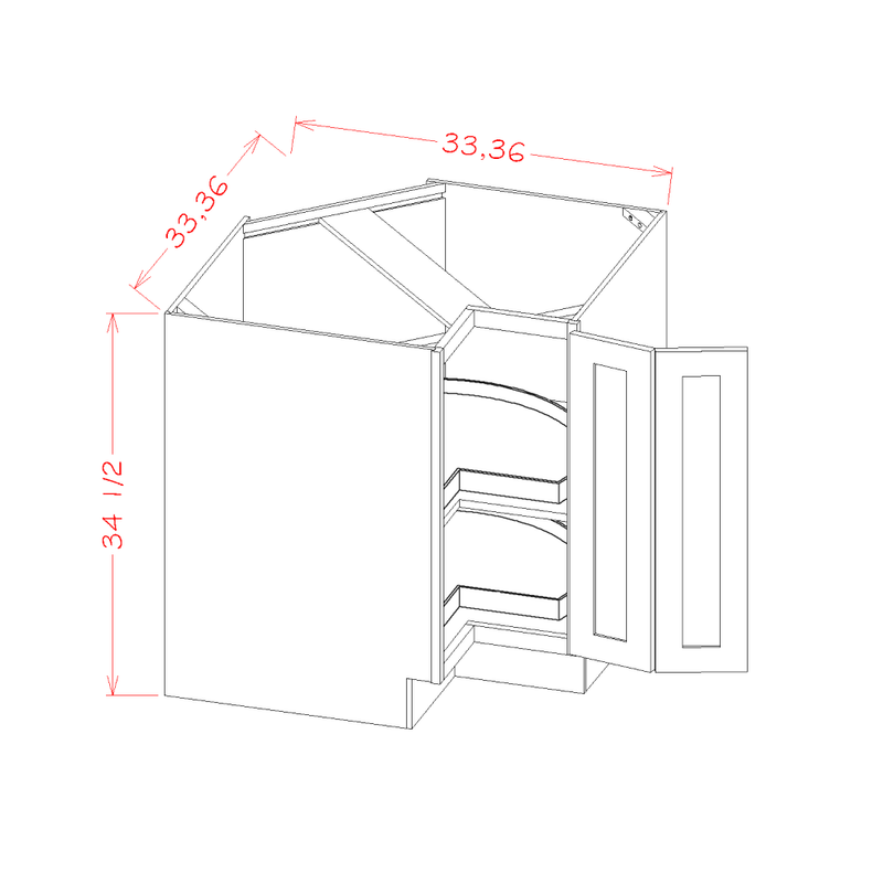 Shaker Cinder 33" Lazy Susan Cabinet with 2 Wooden Trays Pre-Assembled