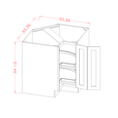 Shaker Essence Oak Base Easy Reach Cabinet with Two Lazy Susan Trays - 33"W x 34-1/2"D x24"D -1D-1S