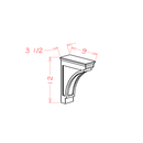 Oak Modern Corbel - 3-1/2"W x 12"H x 9"D