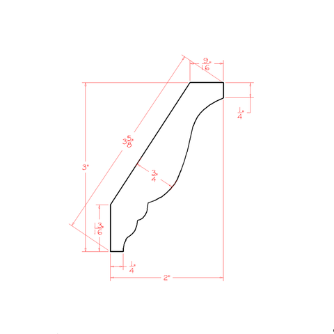 Ridgeline Graphite 2" D x 3" H x 96" W Decorative Crown Moulding Assembled