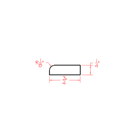 Ridgeline Graphite 1/4" D x 3/4" H x 96" W Scribe Moulding Assembled