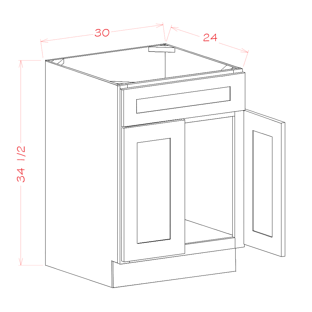 Shaker Navy 30" Sink Base w/ Single False Drawer Front