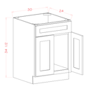 English Birch 30" Sink Base w/ Single False Drawer Front Pre-Assembled