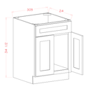 Shaker Essence Oak Sink Base Cabinet - 30"W x 34-1/2"H x 24"D -2D-1FDR