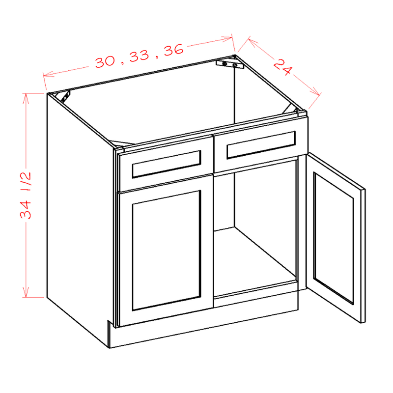 Shaker Cinder 30" Sink Base Pre-Assembled