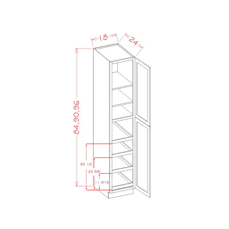 Shaker Cinder 18" W x 90" H Utility Cabinet w/ 4 Rollout Trays Pre-Assembled