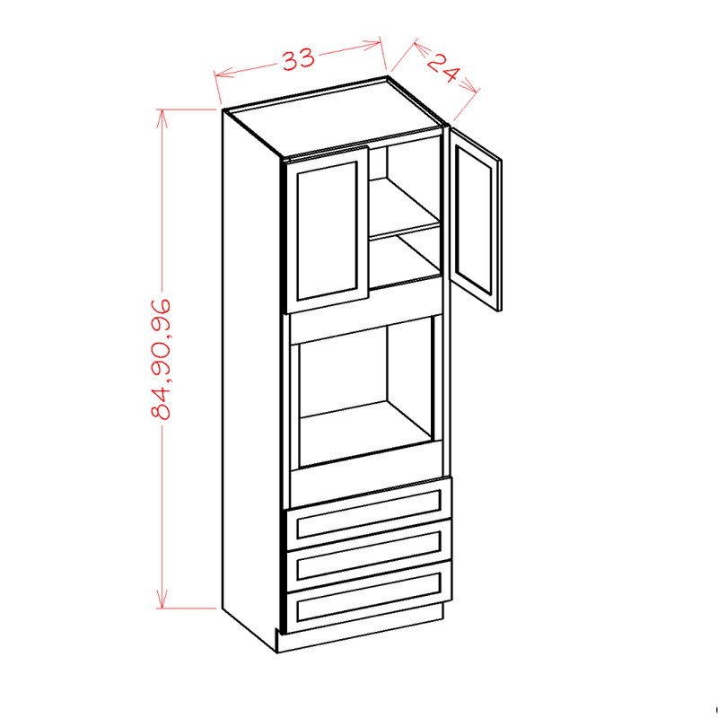 Shaker Cinder 33" W x 96" H Universal Oven Cabinet