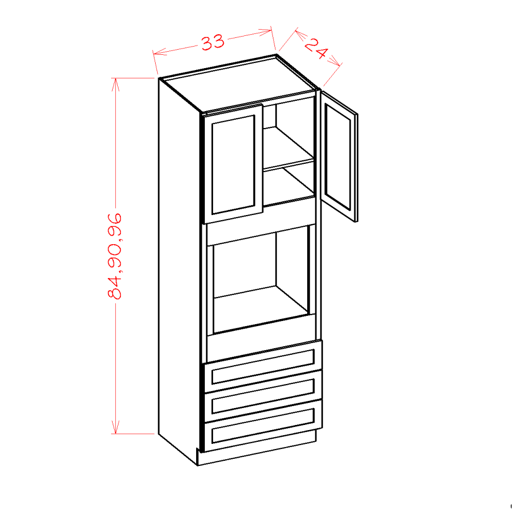 Ridgeline Cinder 33" W x 84" H Universal Oven Cabinet Assembled
