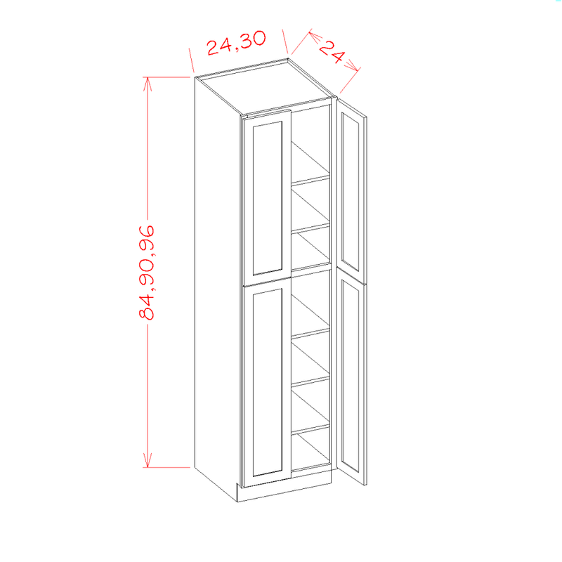 Shaker Dove 24" W x 90" H Wall Pantry Pre-Assembled