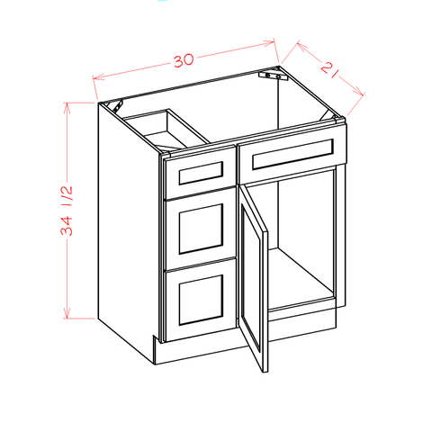 Ridgeline Graphite 30" Vanity Combo w/ Drawers on Left