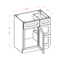 Shaker Essence Oak Vanity Combo Base Cabinet with Drawers Right - 30"W x 34-1/2"H x 21"D -1D-3DR-1FDR