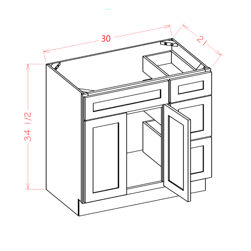 Shaker Dove 30" Vanity Combo w/ Drawers on Right