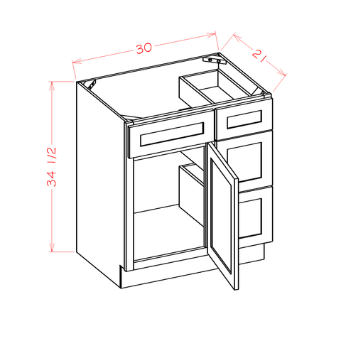 Ridgeline Graphite 30" Vanity Combo w/ Drawers on Right
