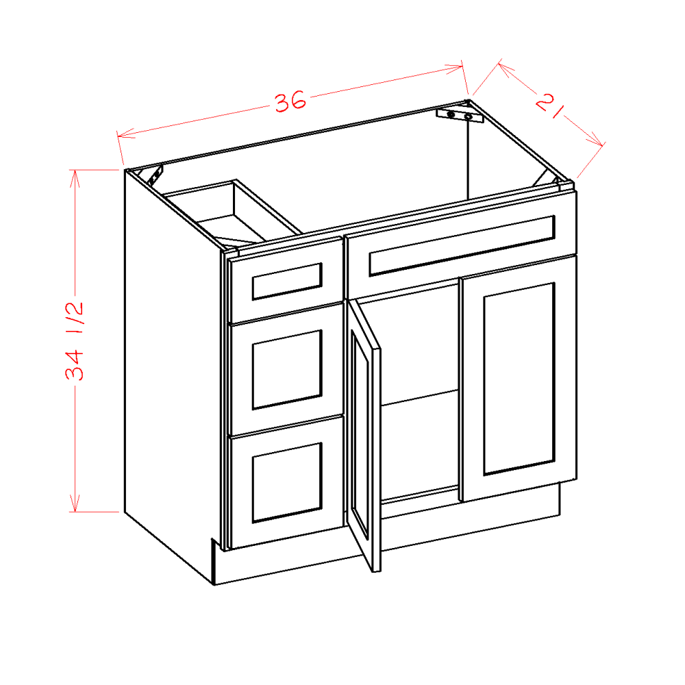 Ridgeline Graphite 36" Vanity Combo w/ Drawers on Left