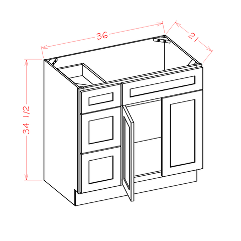 Ridgeline Graphite 36" Vanity Combo w/ Drawers on Left