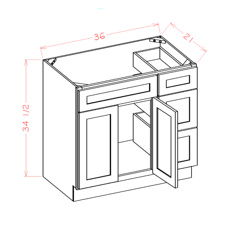 Shaker Navy Blue 36" Vanity Combo w/ Drawers on Right