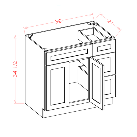 Shaker Ivy 36" Vanity Combo w/ Drawers on Right
