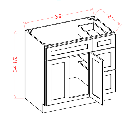Ridgeline Graphite 36" Vanity Combo w/ Drawers on Right