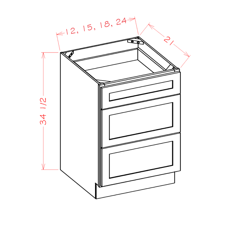 Shaker Cinder 15" Vanity Drawer Base Pre-Assembled