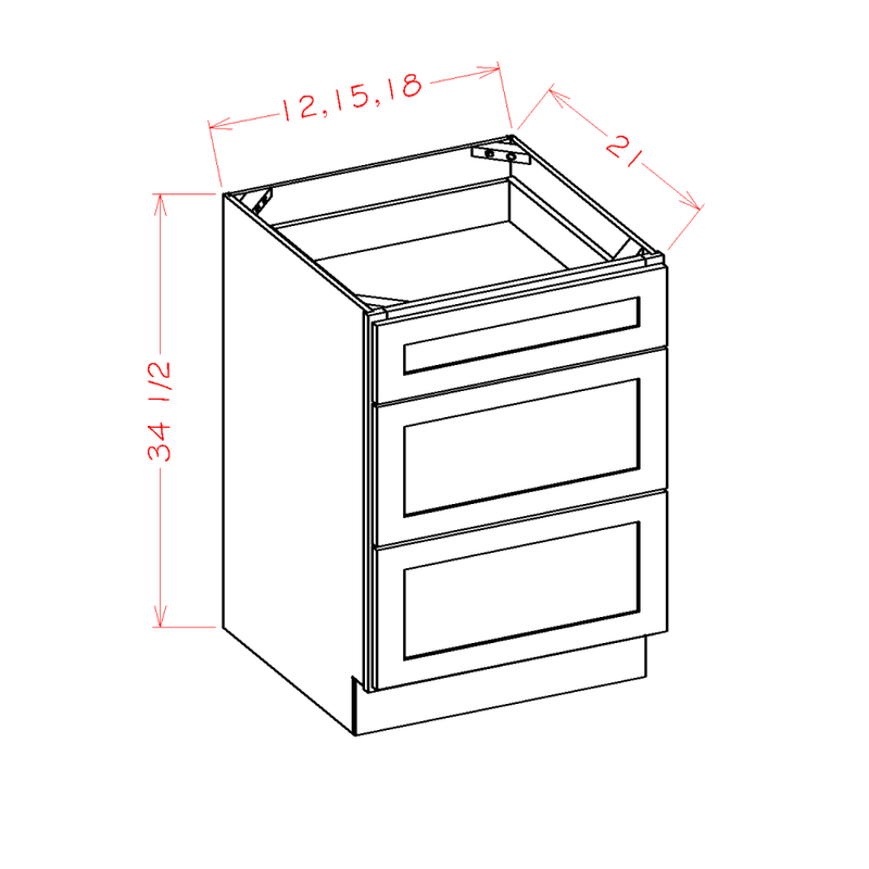 Slim Shaker White 18" Vanity Drawer Base