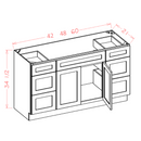 English Sage 48" Vanity Combo w/ Drawers