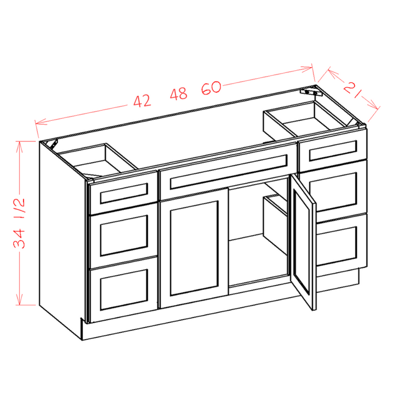 English Sage 48" Vanity Combo w/ Drawers