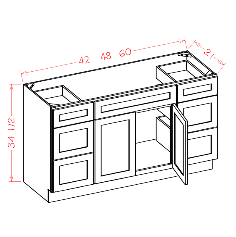 Shaker Cinder 48" Vanity Combo w/ Drawers Pre-Assembled