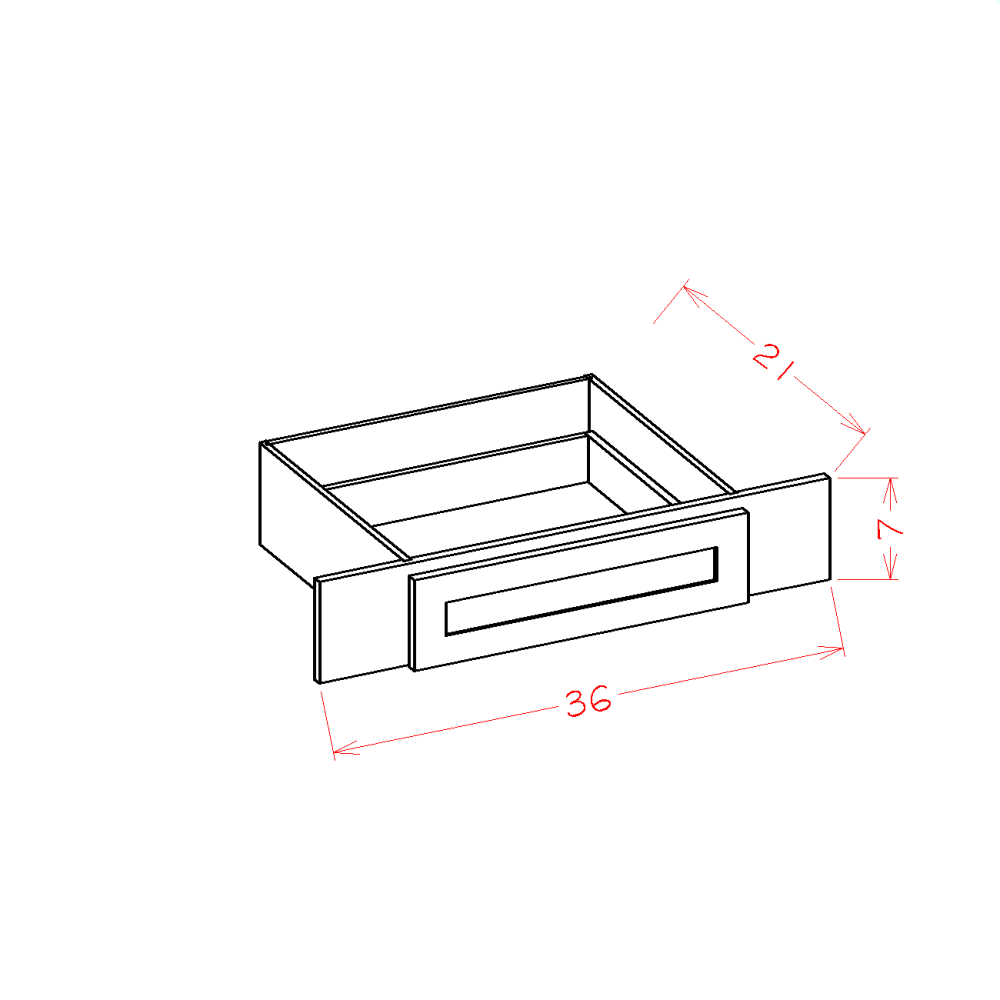 Shaker Unfinished Vanity Knee Drawer - 36"W x 7"H x 21"D (Trimmable to 27"W) Pre-Assembled