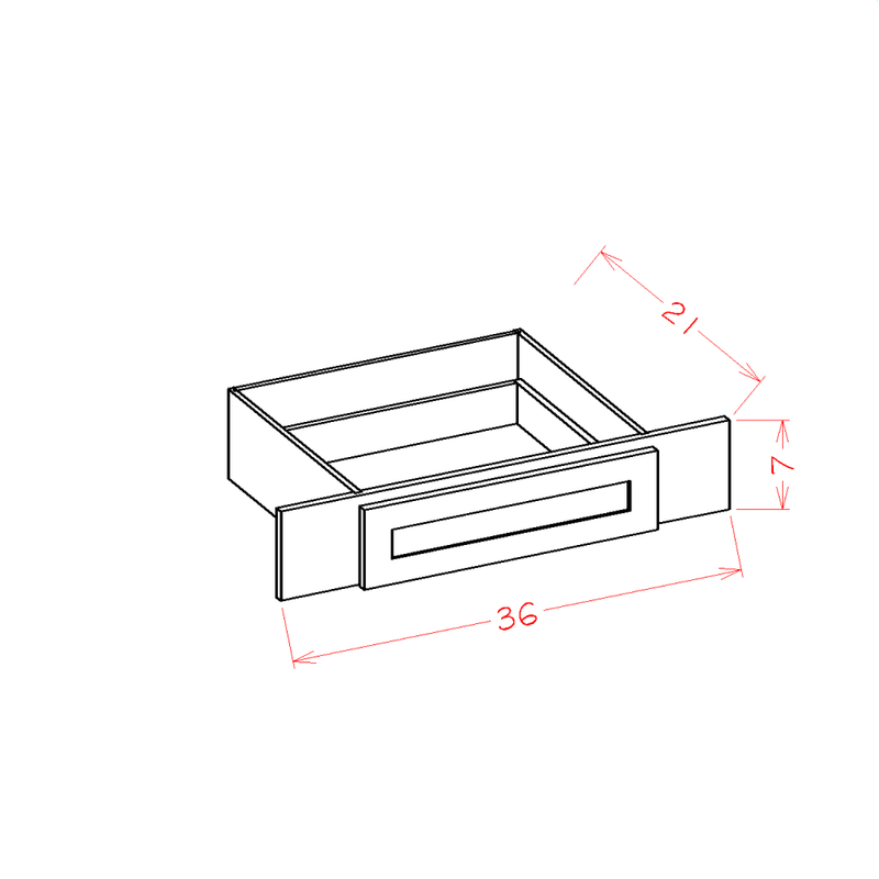 Shaker Cinder 36" W x 7" H x 21" D Knee Drawer Pre-Assembled