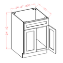 Shaker Essence Oak Vanity Sink Base Cabinet - 30"W x 34-1/2"H x 21"D -2D-1FDR