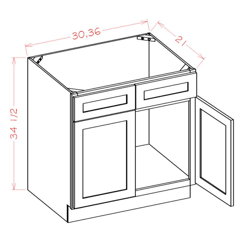 Shaker Grey 36" Vanity Sink Base