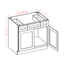 Shaker Essence Oak Vanity Combo Base Cabinet - 48"W x 34-1/2"H x 21"D -2D-2DR-1DR