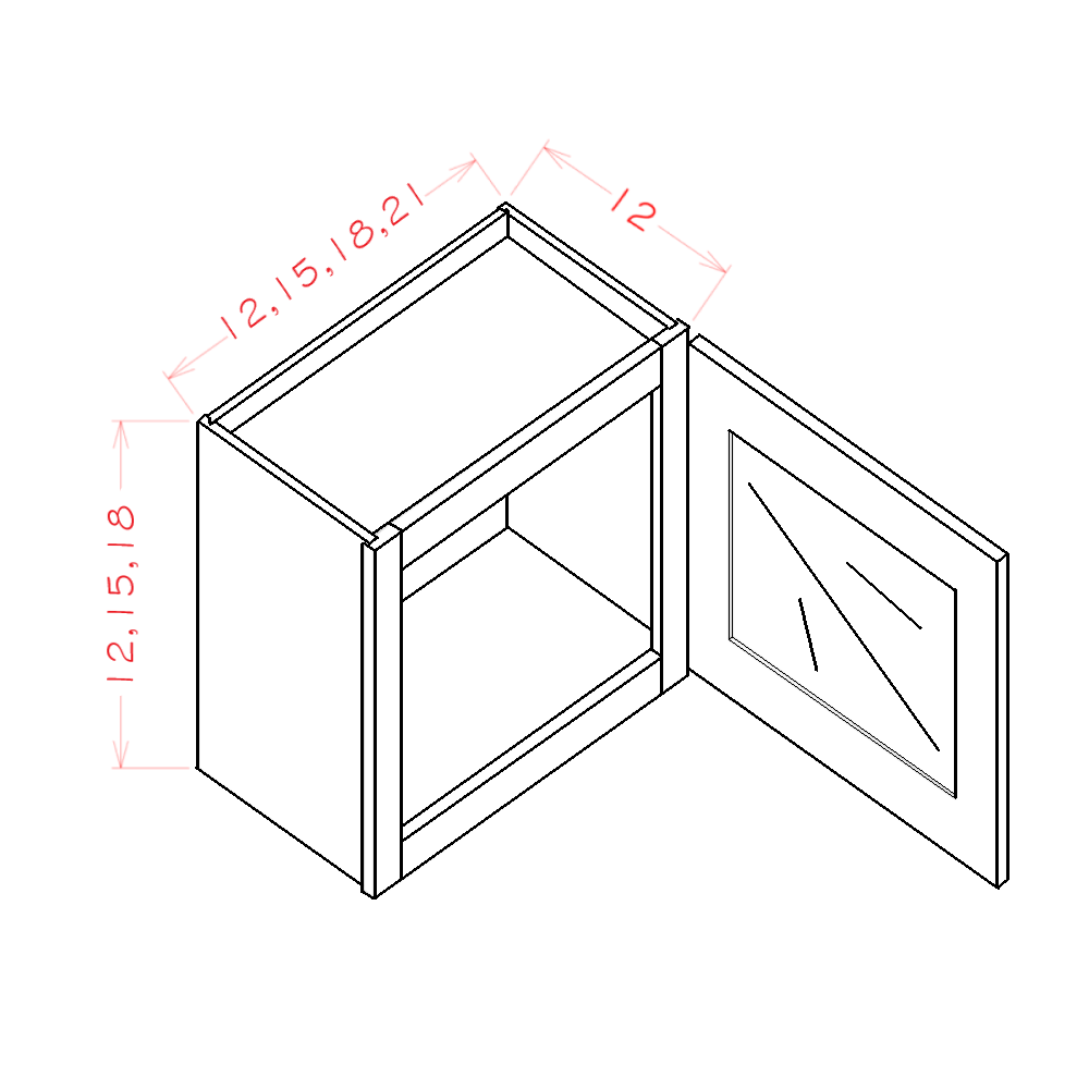 Ridgeline Cinder 15" W x 15" H Stacker Wall Glass Door Cabinet with Finished Interior - Glass not Included Assembled