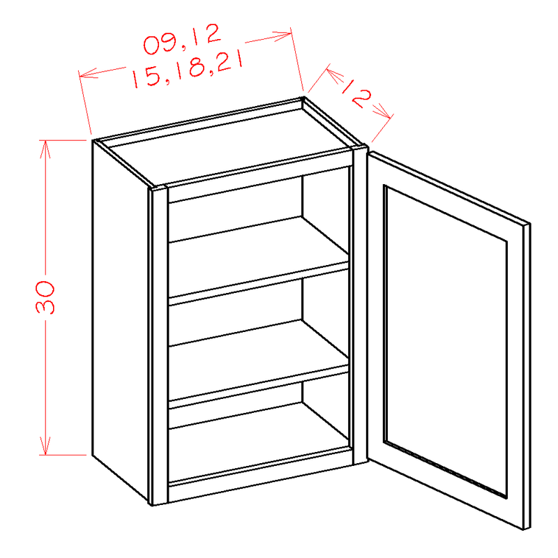 Shaker Cinder 15" W x 30" H Wall Cabinet Pre-Assembled