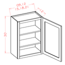 Shaker Essence Oak Wall Cabinet - 21"W x 30"H x 12"D -1D-2S Pre-Assembled