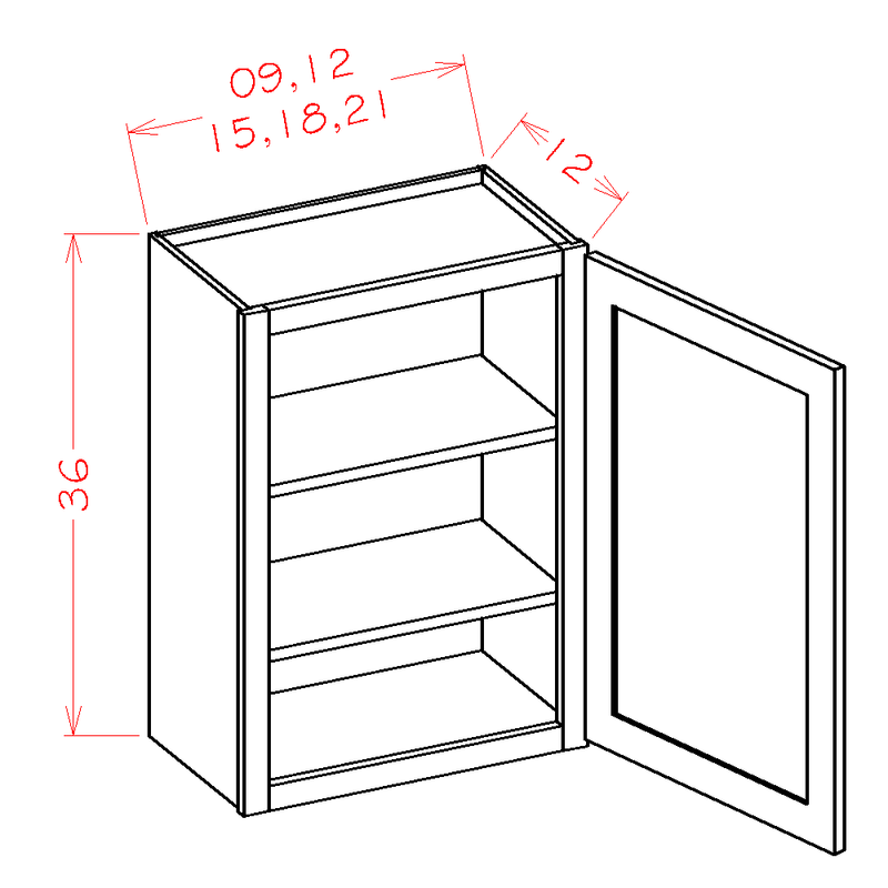 Shaker Cinder 18" W x 36" H Wall Cabinet Pre-Assembled