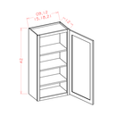 Shaker Essence Oak Wall Cabinet - 15"W x 42"H x 12"D -1D-3S Pre-Assembled