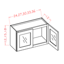 Shaker Essence Oak Stacker Wall Glass Door Cabinet with Finished Interior - 24"W x 12"H x 12"D - 2D