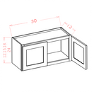 Shaker Unfinished Bridge Cabinet - 30"W x 18"H x 12"D-2D