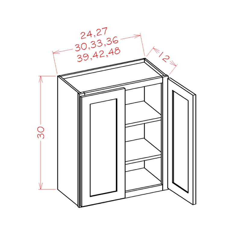 Shaker Cinder 27" W x 30" H Wall Cabinet Pre-Assembled