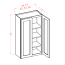 Shaker Essence Oak Wall Cabinet - 27"W x 42"H x 12"D -2D-3S