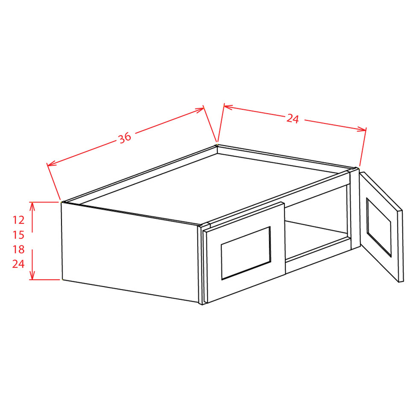 Shaker Cinder 36" W x 15" H Wall Refrigerator Cabinet