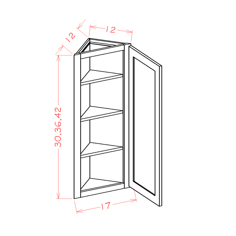 Shaker Cinder 12" W x 36" H Angle Wall Cabinet Pre-Assembled