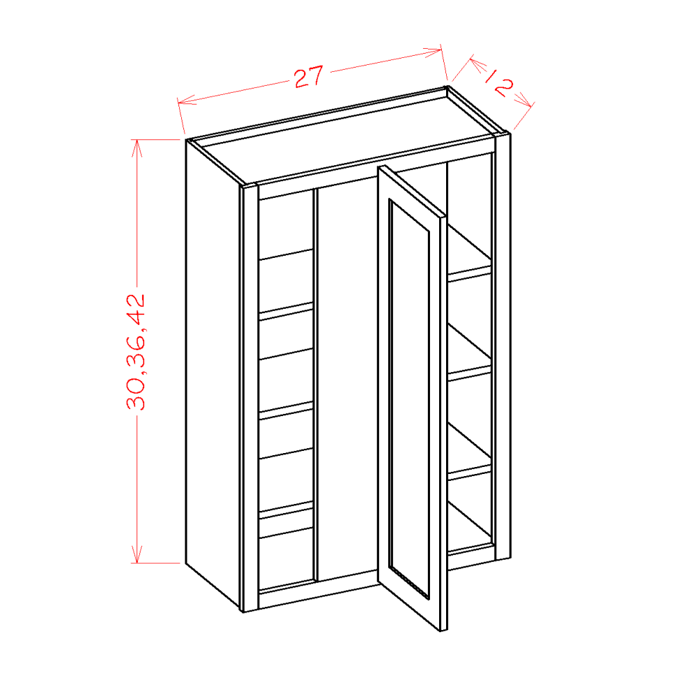 Shaker Essence Oak Wall Blind Corner Cabinet - 27"W x 36"H x 12"D -1D-2S