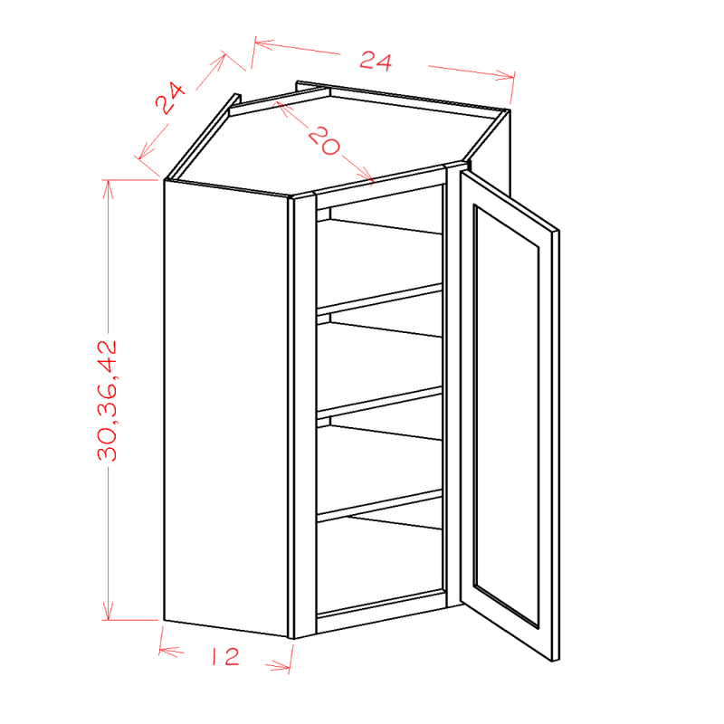 Shaker Cinder 24" W x 30" H Wall Diagonal Corner Cabinet Pre-Assembled