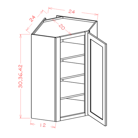 Ridgeline Graphite 24" W x 36" H Wall Diagonal Corner Cabinet