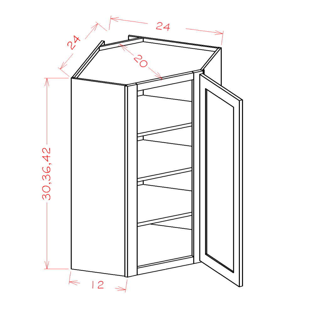 Ridgeline Cinder 24" W x 36" H Wall Diagonal Corner Cabinet Assembled